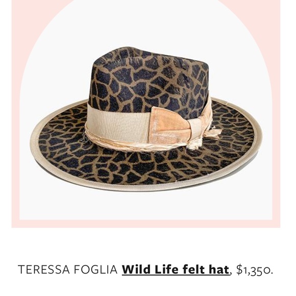 Teressa Foglia animal cheetah print flat brim hat fedora Nick Fouquet 7 3/8 59 - Picture 9 of 10